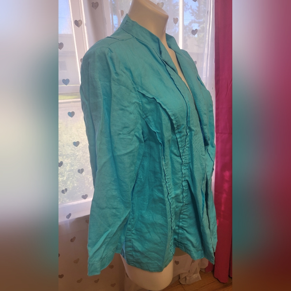 #43 Chico's Blue Button-Down Shirt Size 3 (16) - Picture 2 of 5